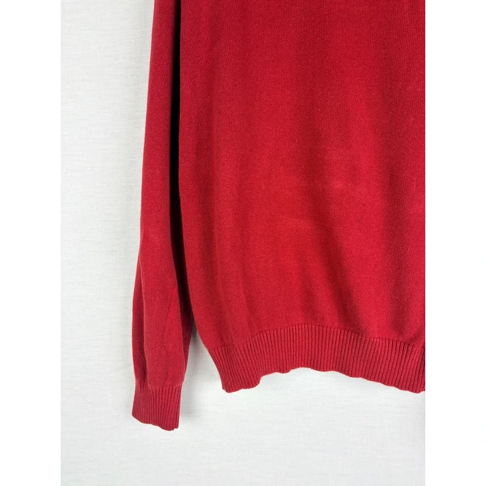 Vintage Sun River Clothing Co Mens Red Cotton Ribbed Knit Crewneck Sweater Large